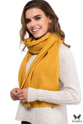 Châle Kamea pour femme, écharpe d'hiver en viscose, couleur ocre, doux et élégant, Poland