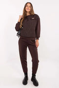 ensemble femme élégant décontracté confortable loungewear viscose élasthanne doux matelassé losanges sweat poche rabat logo poitrine pantalon jogger taillehaute fuselé