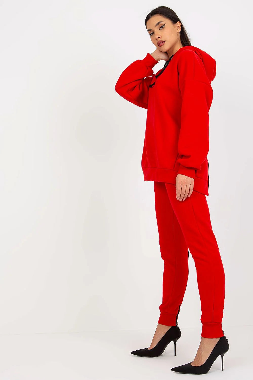 Ensemble de survêtement Ex Moda pour femmes, sweat à capuche et joggers, couleur rouge, confort et style, tailles universelles