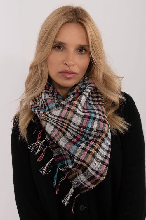 Foulard à carreaux multicolores pour femme, style décontracté, franges décoratives, matériau doux, polyvalent, accessoire mode, automne/hiver