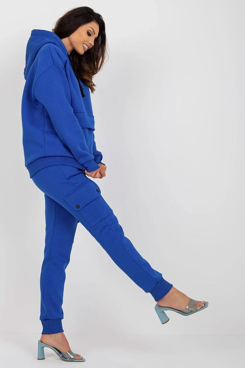 Ensemble mode femme Casual Modern Bleu électrique Sweat à capuche Joggers Coupe ample Taille élastique Matériel confortable
