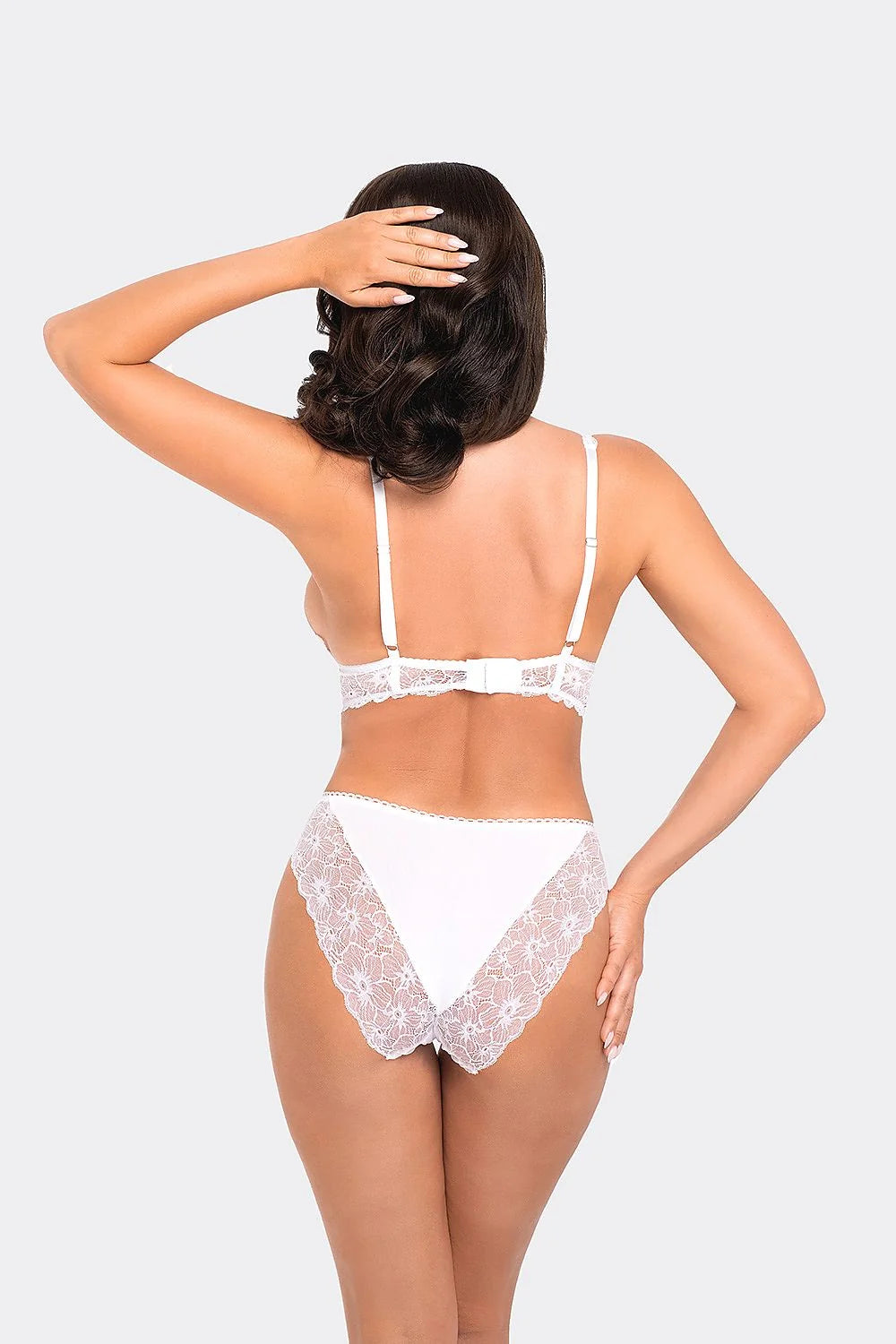 Ensemble de lingerie féminine élégant dentelle blanche floral Bralette Culottes Babell Taille haute confort