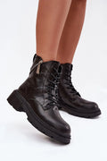 bottines femme montantes cuir suédé noir lisse bout rond tige cheville lacets oeillets renforcés fermeture éclair latérale argentée semelle plateforme
