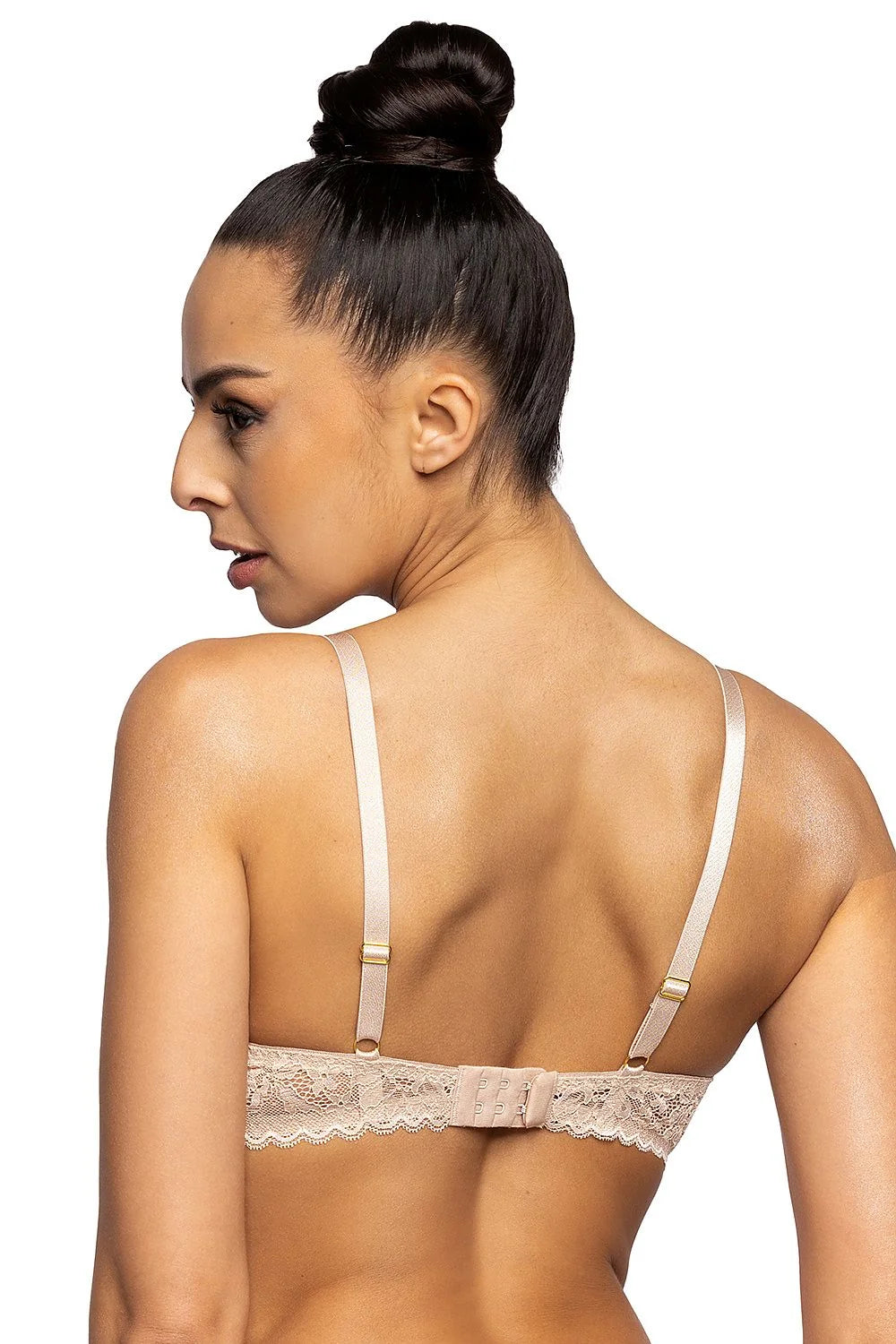 Soutien-gorge push-up beige dentelle maille underwire demi balconette élégance confort femme