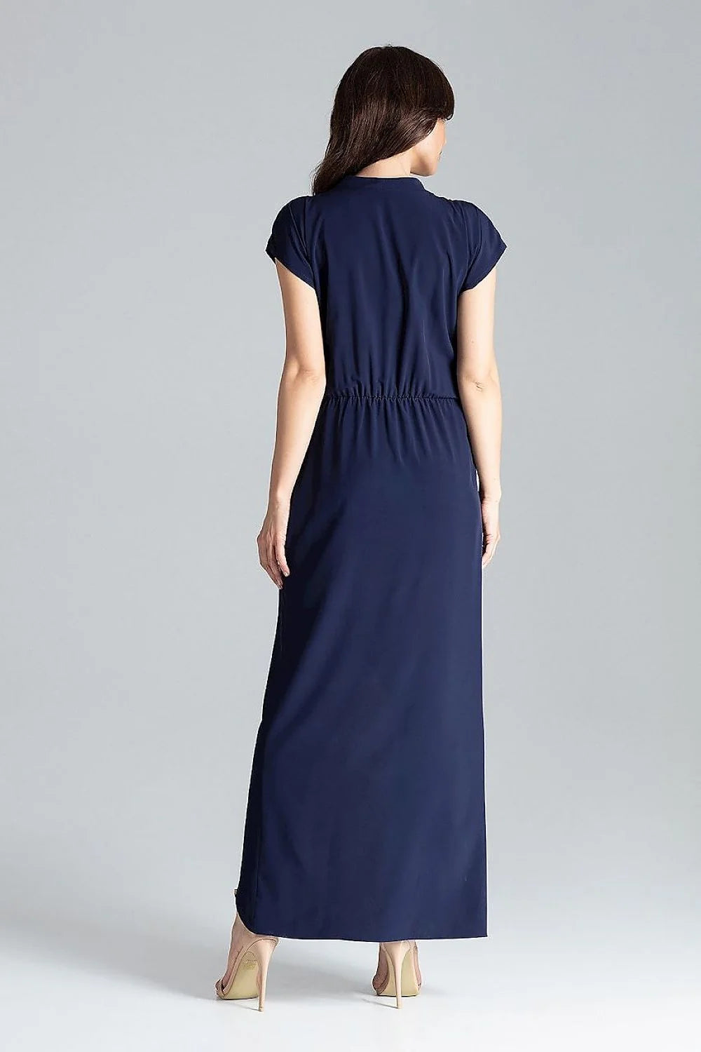 Robe de cocktail Lenitif longue manches kimono taille élastique fente devant femme élégance soirée