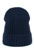 Bonnet femme en laine mélange acrylique style classique tricoté marine élastique ajusté coupe moderne