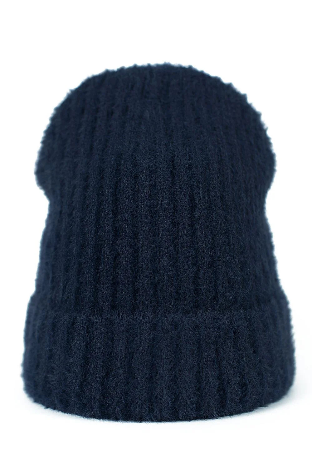 Bonnet femme en laine mélange acrylique style classique tricoté marine élastique ajusté coupe moderne
