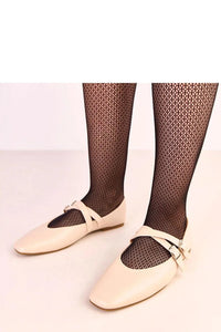 ballerine femme Mary Jane plate beige cuir synthétique bout carré double bride boucle argentée ajustable semelle confortable talon plat élégant