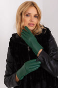 Gants élégants pour femmes en cuir vert, design classique, coupe ajustée, fleur brodée, manchons luxueux, portables avec smartphone, polyuréthane, polyester, spandex, accessoire mode, look sophistiqué, style intemporel, vêtement hiver, qualité supérieure