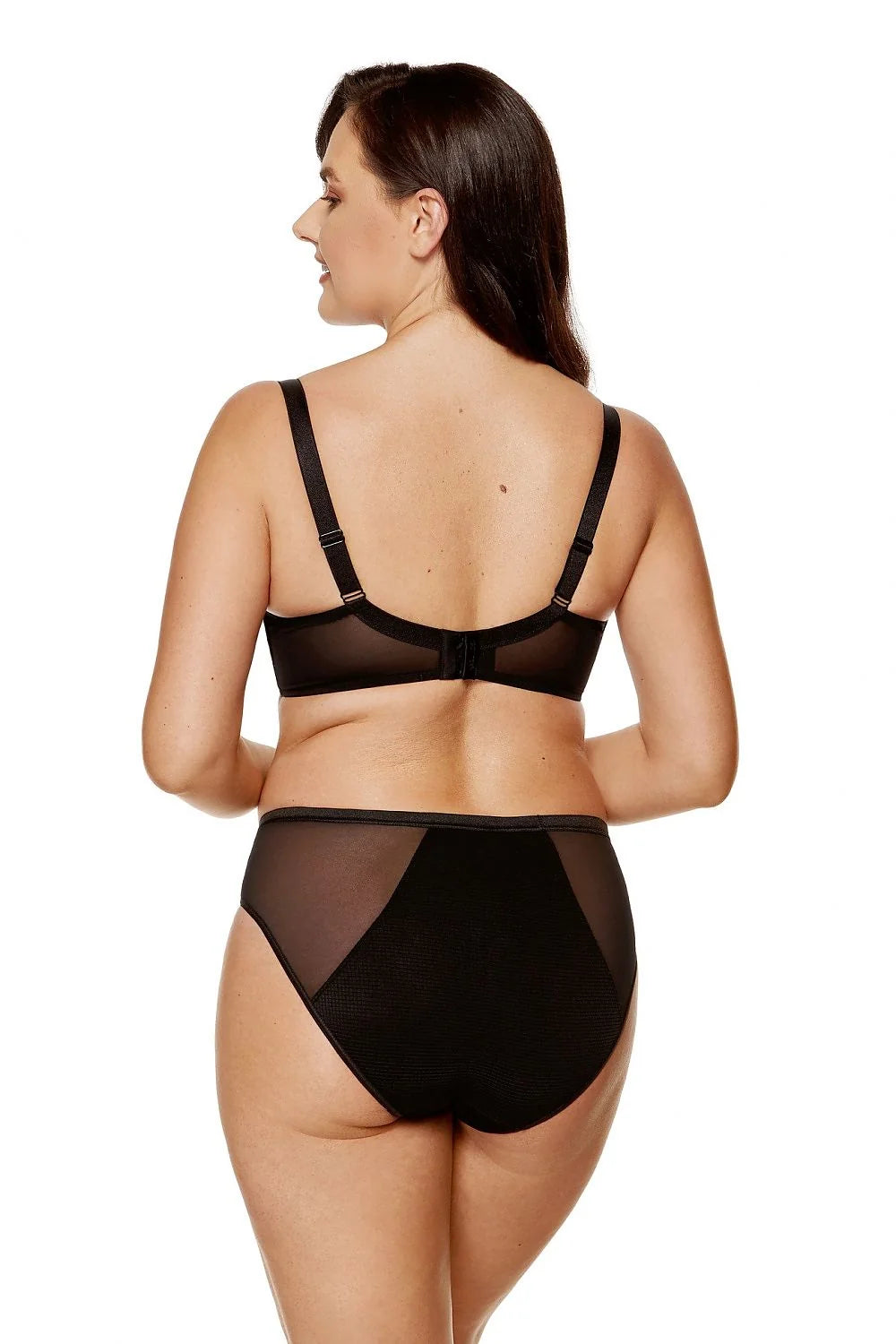 Soutien-gorge rembourré Gorteks en noir tissu gaufré mousse corsetée coton OEKO-TEX baleines latérales stabilisantes