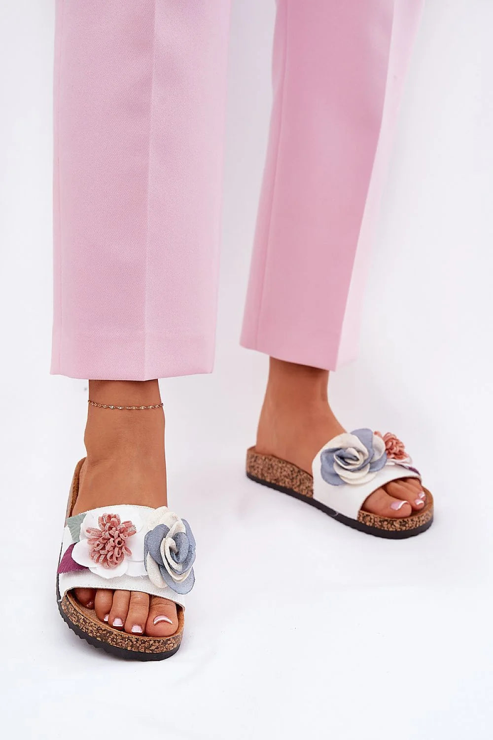 Sandales estivales féminines style décontracté floral multicolore cork semelle confortable