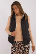 Gilet MBM veste sans manches matelassée noire pull beige torsades mode femme automne printemps