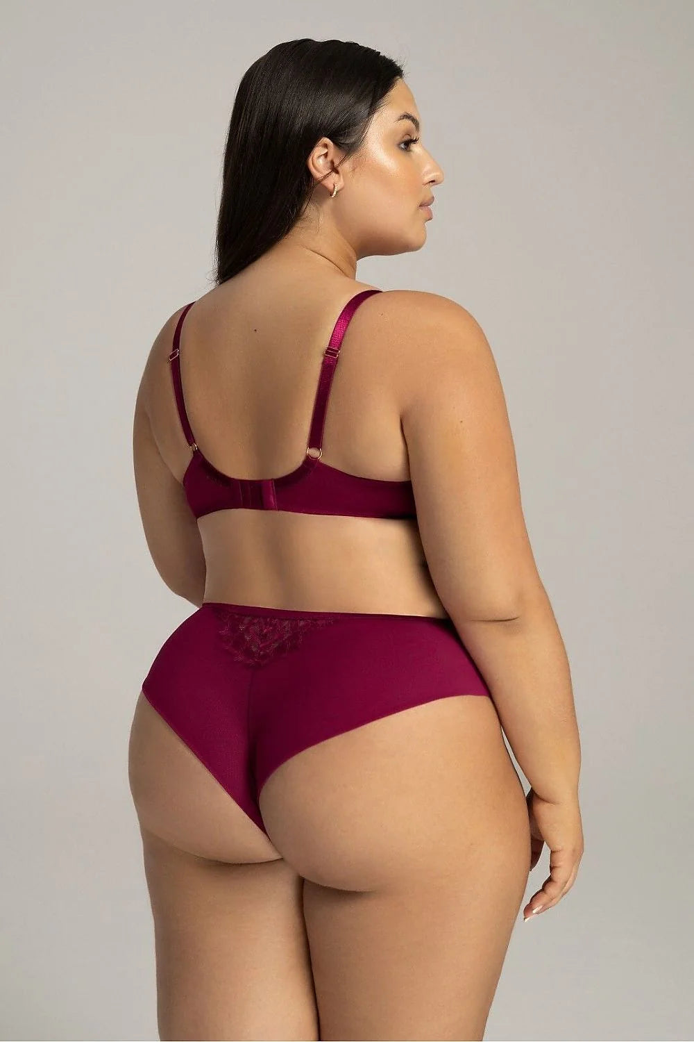 Culottes brésiliennes Ava en tulle transparent dentelle florale couleur bordeaux profond matériau polyamide élasthanne semi-hauteur confort ajustement parfait