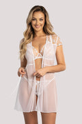 Peignoir Unikat Femme Robe de Chambre Léger Transparent Dentelle Soie Élégance
