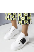 Baskets blanches pour femmes, style décontracté, semelle en caoutchouc, lacets blancs, details noirs Erin, confort et tendance