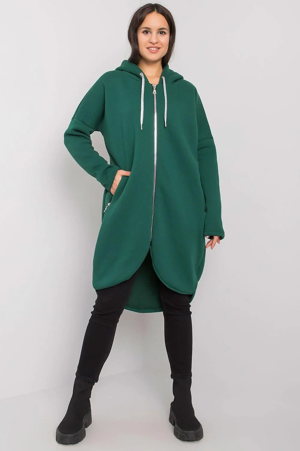 Sweatshirt Relevance pour femme moderne long asymétrique coton élasthanne casual urban style manches longues