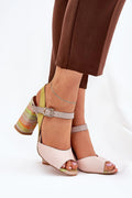 Sandales à talons compensés femmes cuir naturel rose pâle motif serpent Design moderne et rétro
