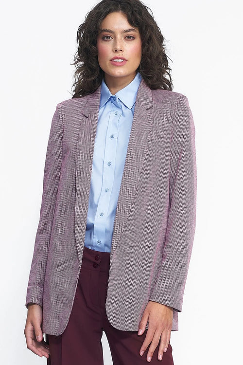 Blazer femme Nife veste chemise pantalon set rose clair gris polyester viscose ajusté épaules structurées