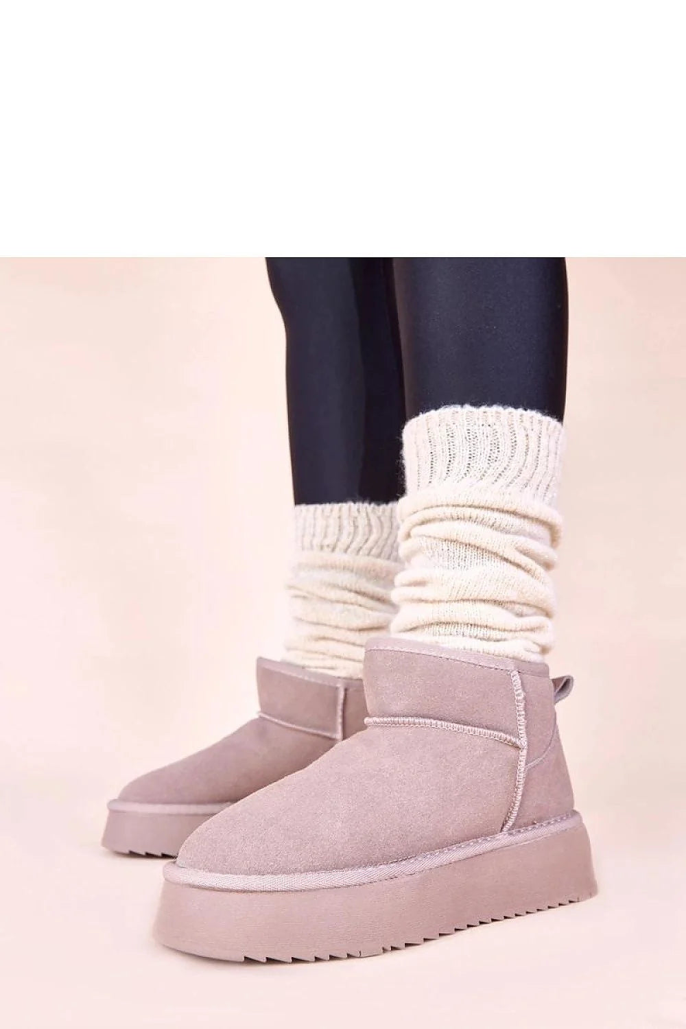 bottines femme neige gemre armona suède gris fourrées doublure lainée plateforme crantée semelle antidérapante bout rond cheville slipon