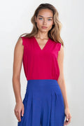 Tenue deux pièces moderne couleur fuchsia et bleu viscose élégante pour femmes coupe structurée occasions semi-formelles