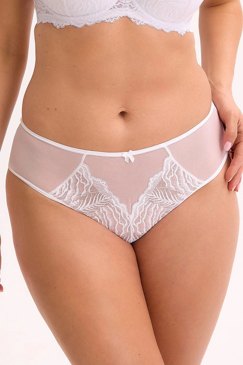 Ensemble de lingerie féminine élégant dentelle florale transparente blanc soutien-gorge à armatures balconnet culotte mixte tissu lace nœud décoration
