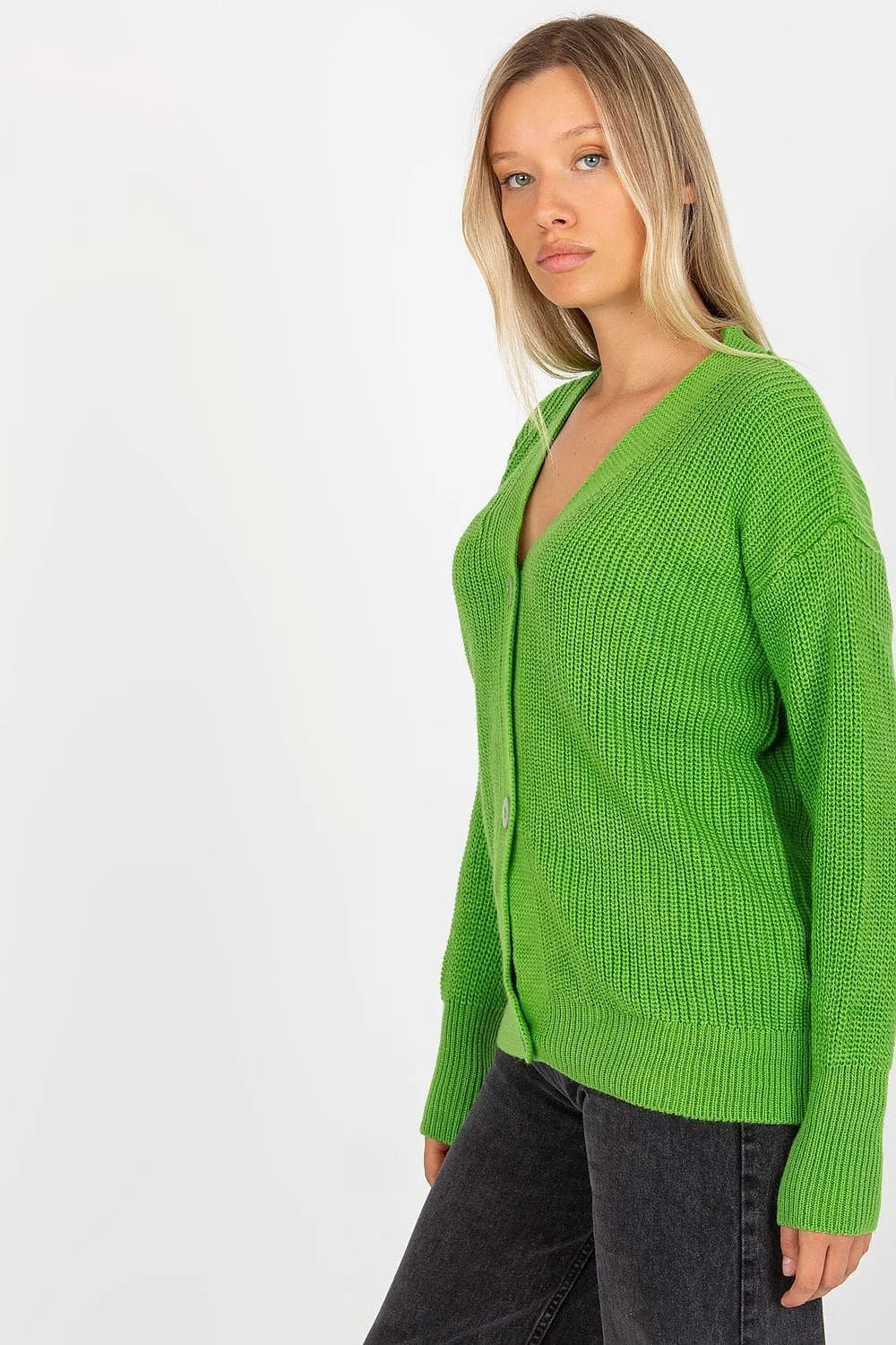 cardigan RueParis oversize maille côtelée orange vif col V boutons assortis manches longues coupe ample tombante tricot épais chaud