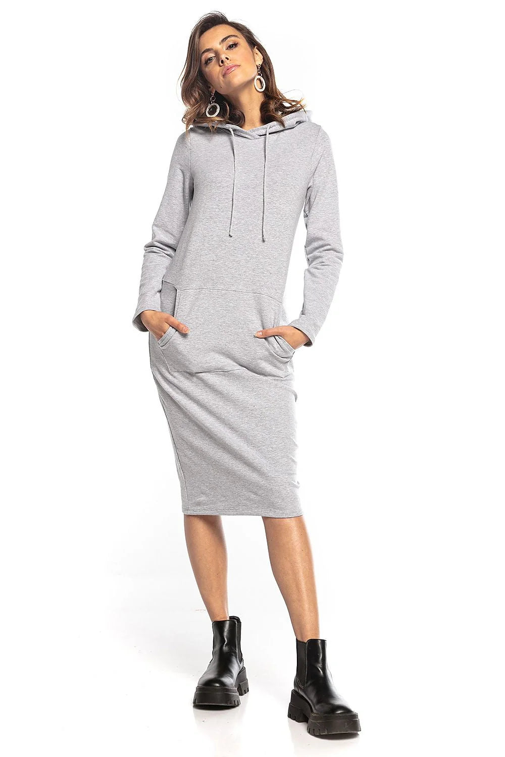 Robe sweat à capuche femme maille douce verte casual confortable pour sorties mode actuelle