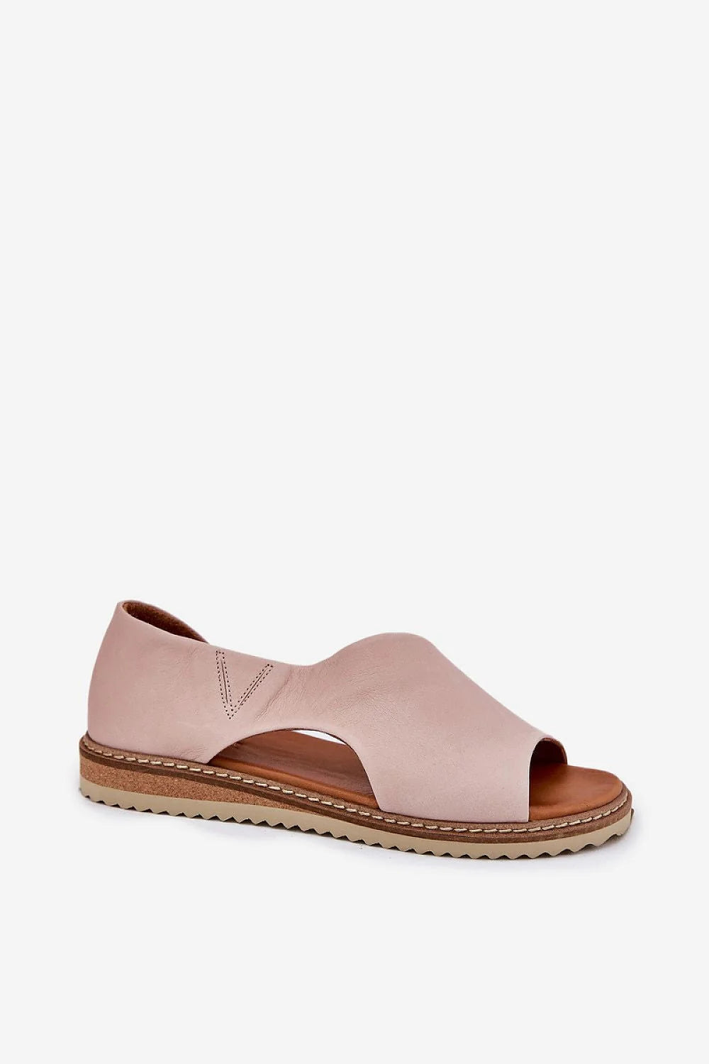 sandales femme mule ouvertes poudrées empeigne couvrante découpe latérale cuir lisse satinée semelle plate crantée antidérapante première rembourrée