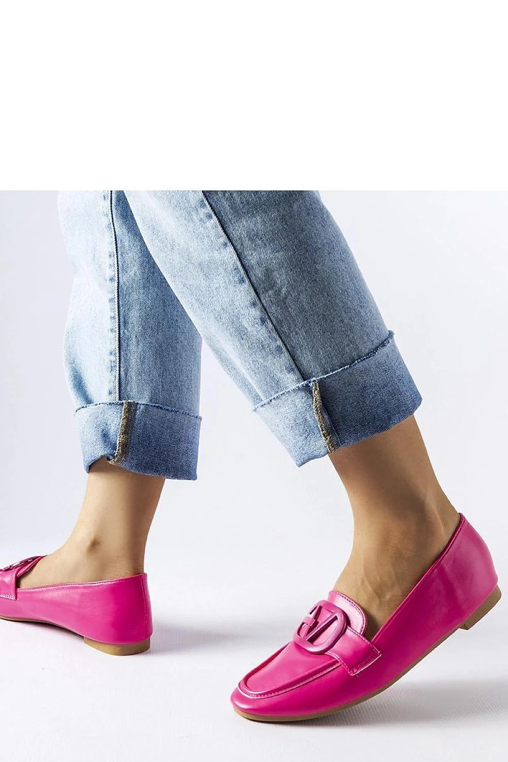 Mocassins pour femmes rose vif cuir écologique boucle croisée à enfiler talon plat été décontracté élégant mode