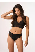 Ensemble lingerie féminine élégant noir dentelle florale sans armature soutien-gorge culottes高 waist confortable femme mode intime