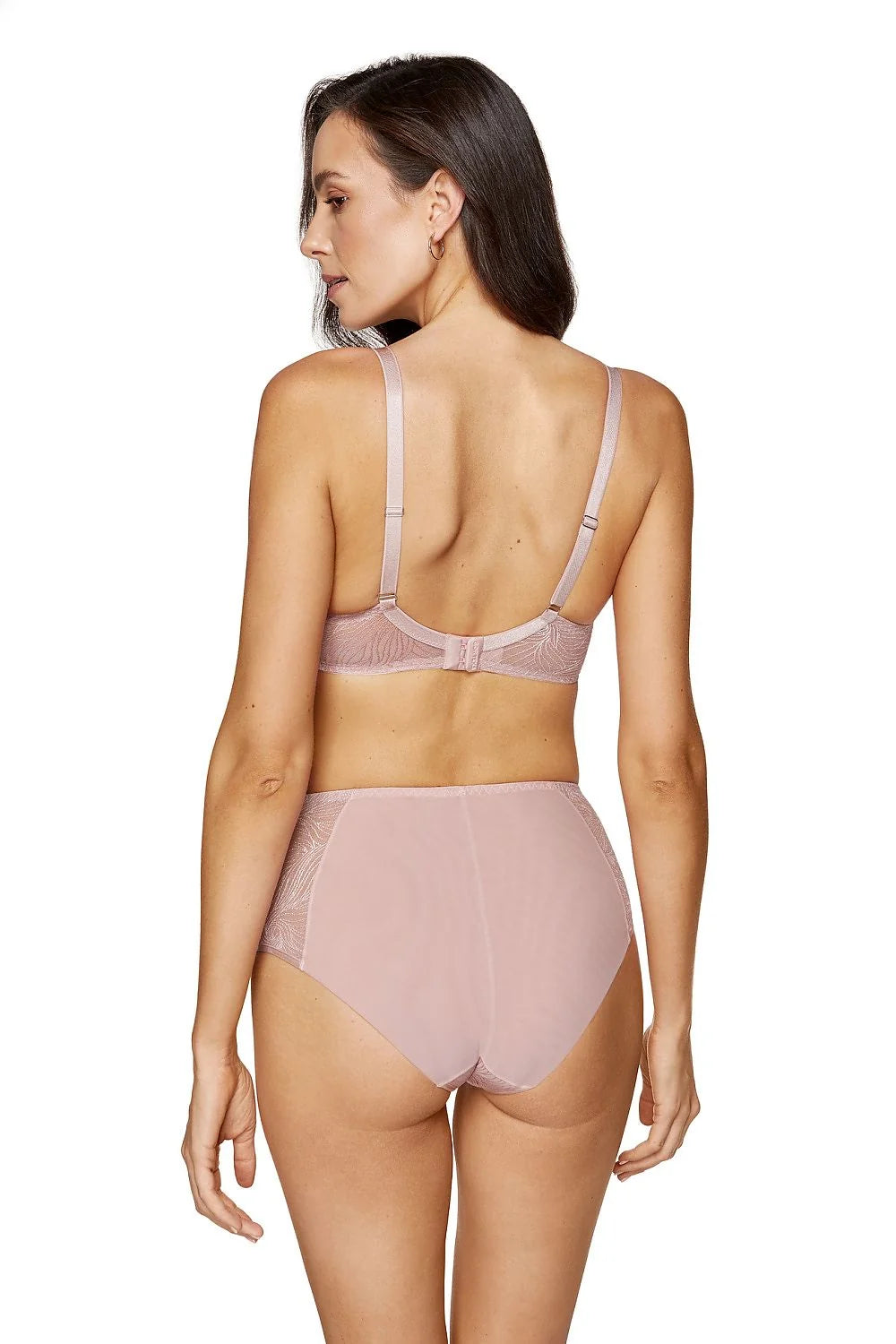 Soutien-gorge rembourré dentelle floral culotte haute rose poudré femme élégance quotidien occasion spéciale