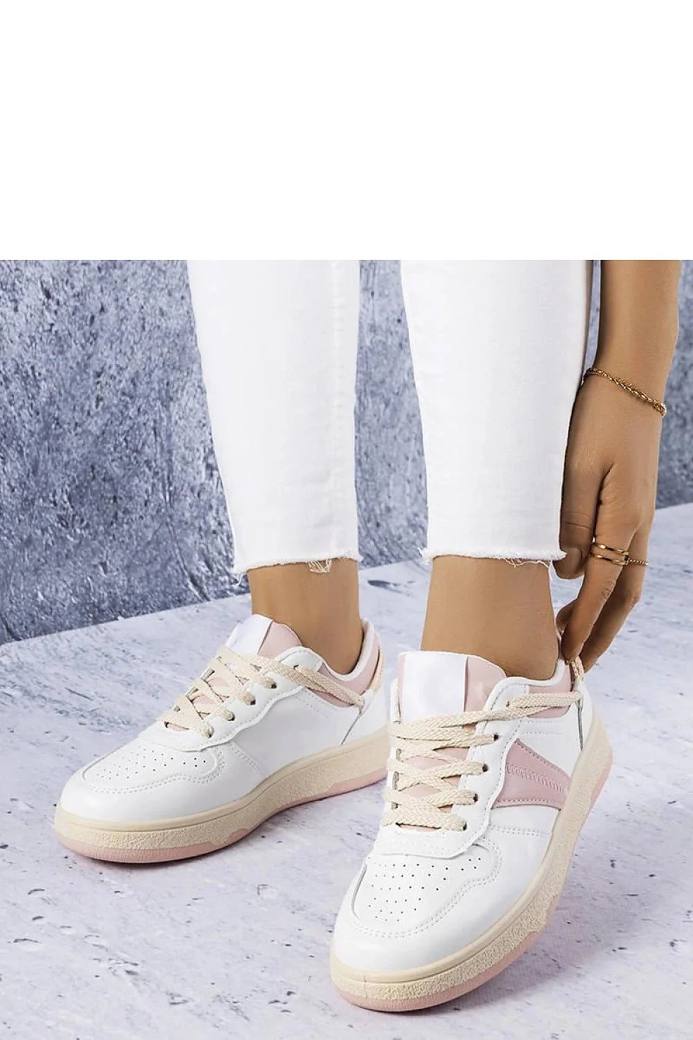 Chaussures de sport Solea baskets élégantes blanches roses cuir synthétique textile femme confort urbain