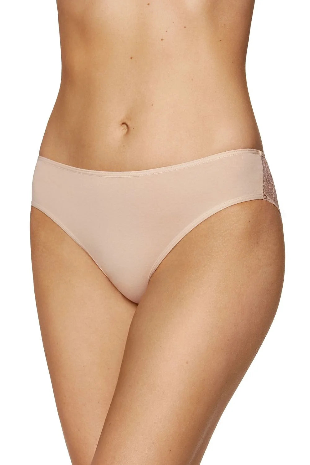 lot trois culottes femme bikini mihaute nude couvrance moyenne coton doux extensible dentelle florale taille elastique gousset oekotex certifie polonaise