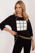 chemisier femme motif floral coeur doré coton élasthanne manches trois quarts col rond coupe ample confortable chic casual