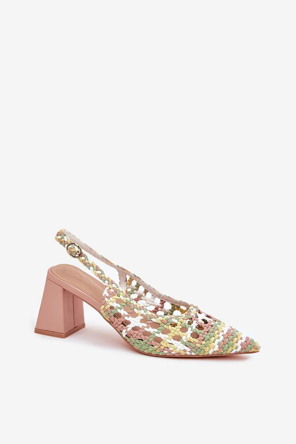 Sandales femmes design tissé talon carré 7 cm confort élégance soirées été spéciales mode chaussures