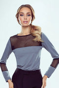 Chemisier femme élégant manches longues tulle pois noirs style chic confort quotidien Eldar