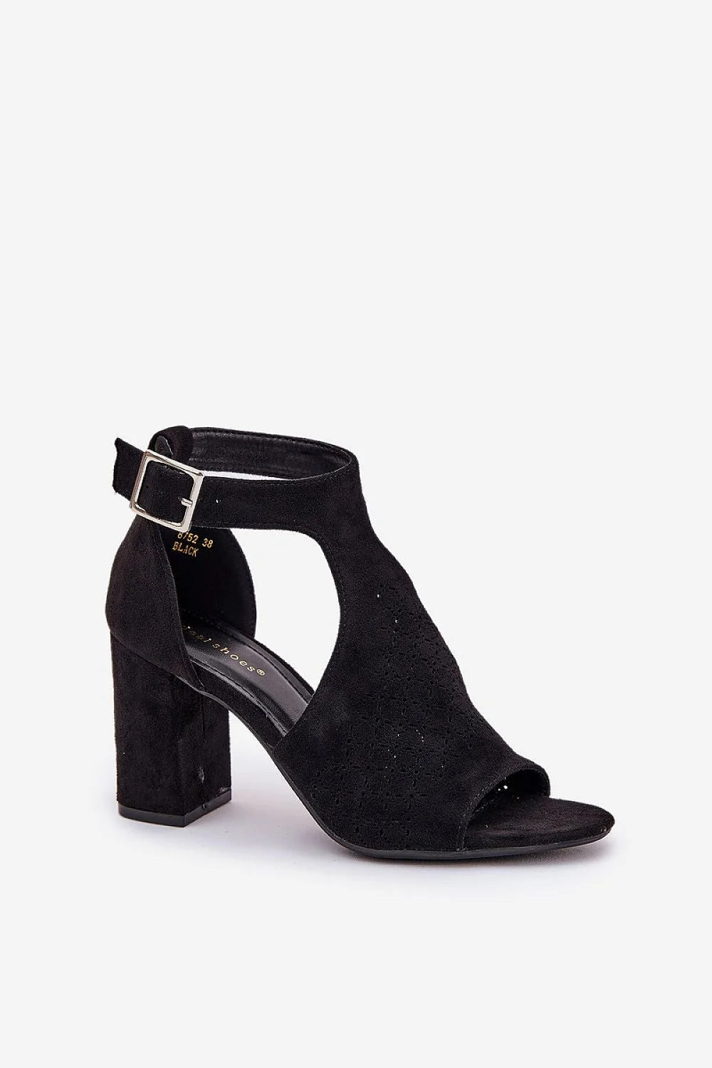Sandales femmes suédine écologique talon stable motif ajouré style élégant occasion多种金属扣 ankle strap Taille 36-41