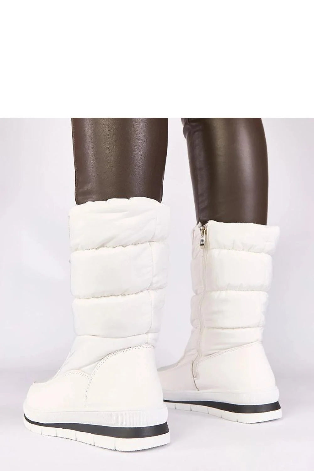 bottes neige femmes blanches Sophie mi mollet matelassées isolantes similicuir zippée cordon serrage tricolore semelle antidérapante talon bas