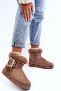 Bottines marron suédine décontractées confortables fourrure strass hiver femme mode élégante chaussures casual