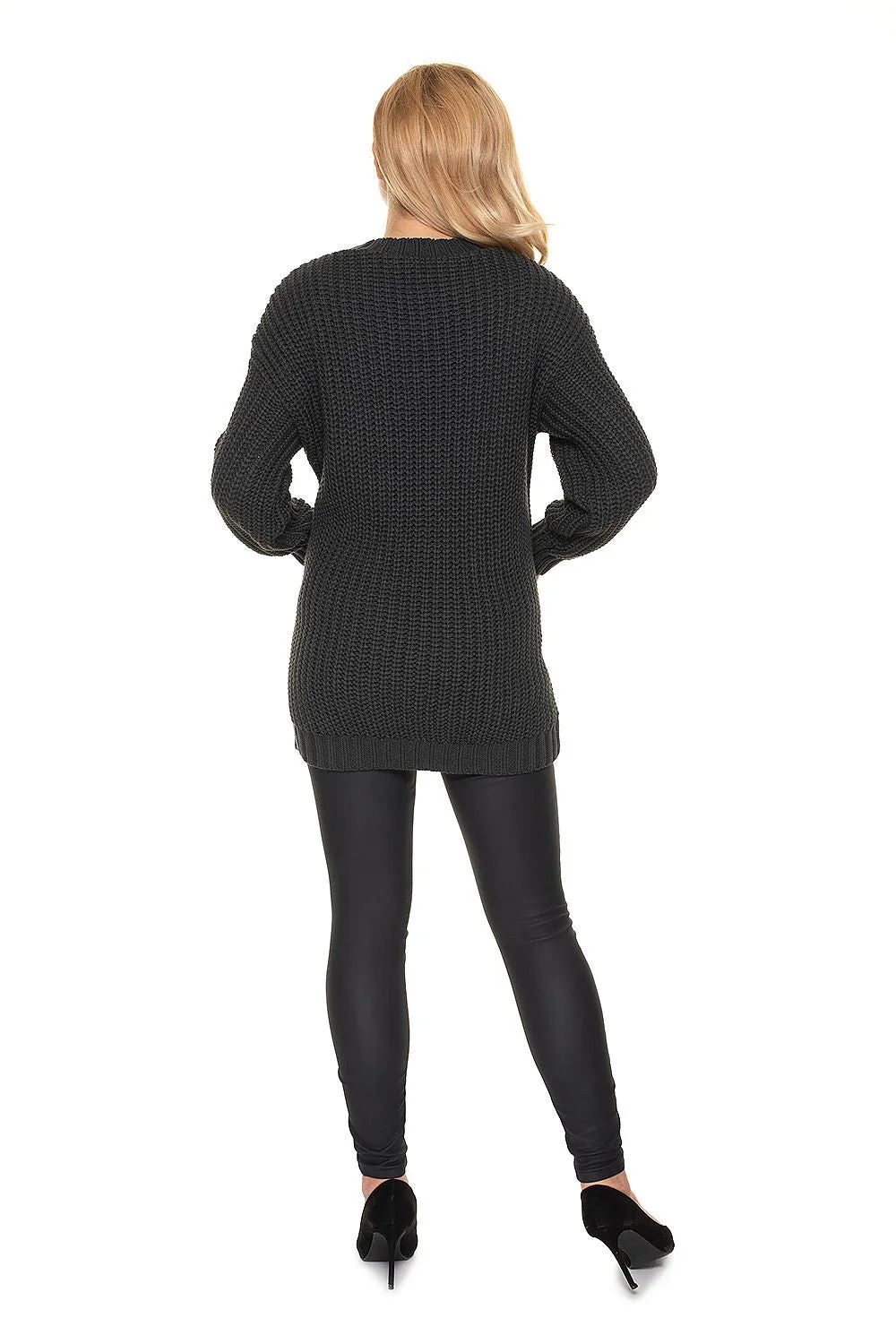Chandail grossesse en maille tricotée blanc torsades confort élégant hiver mode féminine décontracté