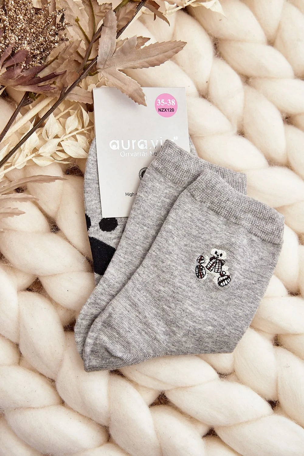 Chaussettes Step in style pour femmes, coton 85%, design élasthanne 5%, polyamide 10%, motif ours en peluche, idéales pour Noël, tailles 35-38, mode décontractée