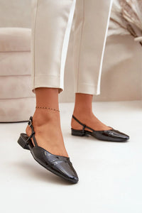 Ballerines slingback à talon bas en cuir verni artificiel pour femme, style classique, confortable, polyvalent