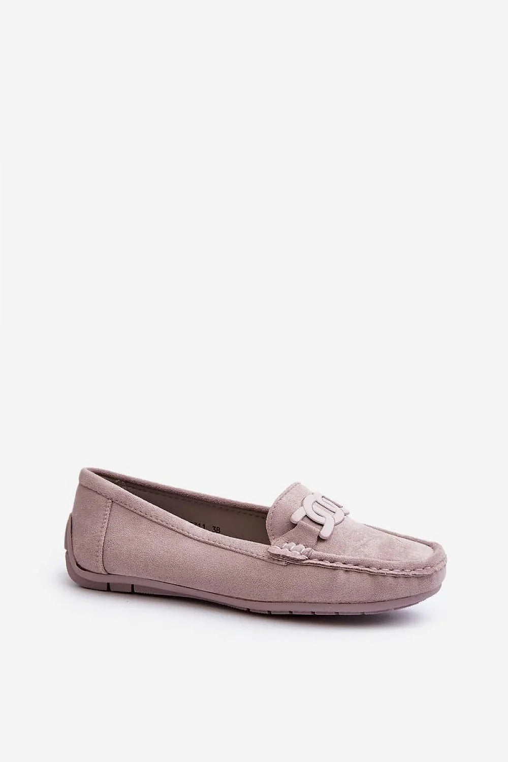 Mocassins élégants pour femmes en éco-suede rose pâle, style classique, coupe basse, semelle antidérapante, décoration en nœud, confort maximal
