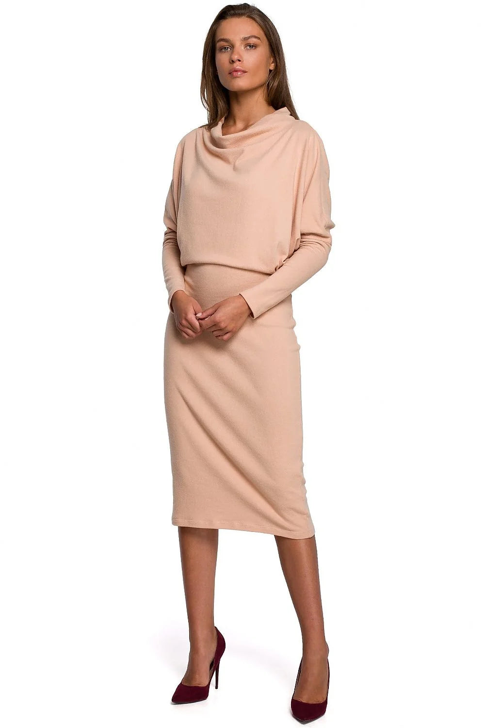 Robe élégante noire en coton manches chauve-souris coupe ajustée décontractée chic soirée quotidienne