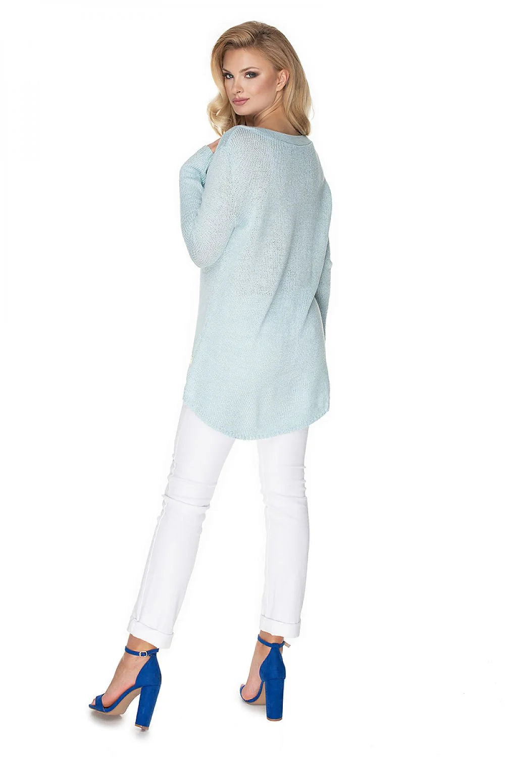 pull femme rose fuchsia tricoté maille fine oversize col V manches longues coupe ample ourlet asymétrique plongeant doux respirant viscose