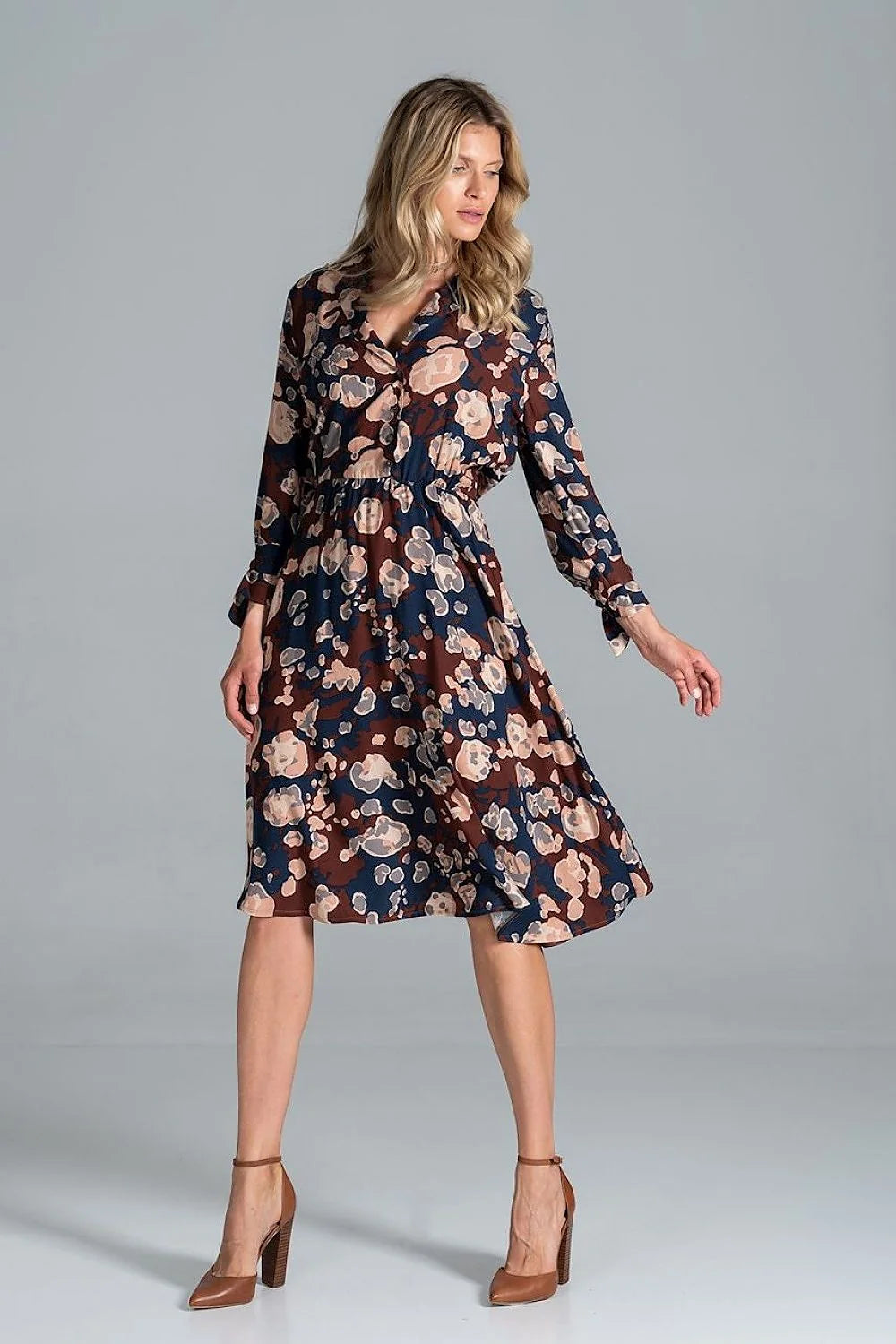 Robe chemise viscose décontractée à carreaux manches longues ceinture ajustable élégante pour femme automne
