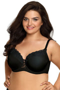 soutiengorge Ava rembourré dentelle florale noir élégant sophistiqué confortable maintien armatures bonnets moulés grande taille microfibre lisse douceur bretelles réglables