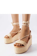 Sandales compensées élégantes plateforme beige corde torsadée cuir synthétique femmes été style bohème chic