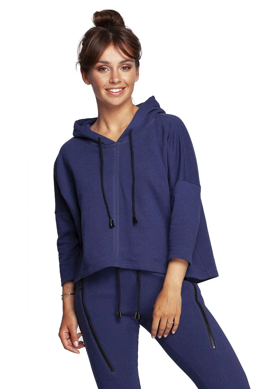 Sweatshirt et pantalon Be Wear femme rose pâle oversize décontracté style moderne maille douce coton polyester capuche drawstring