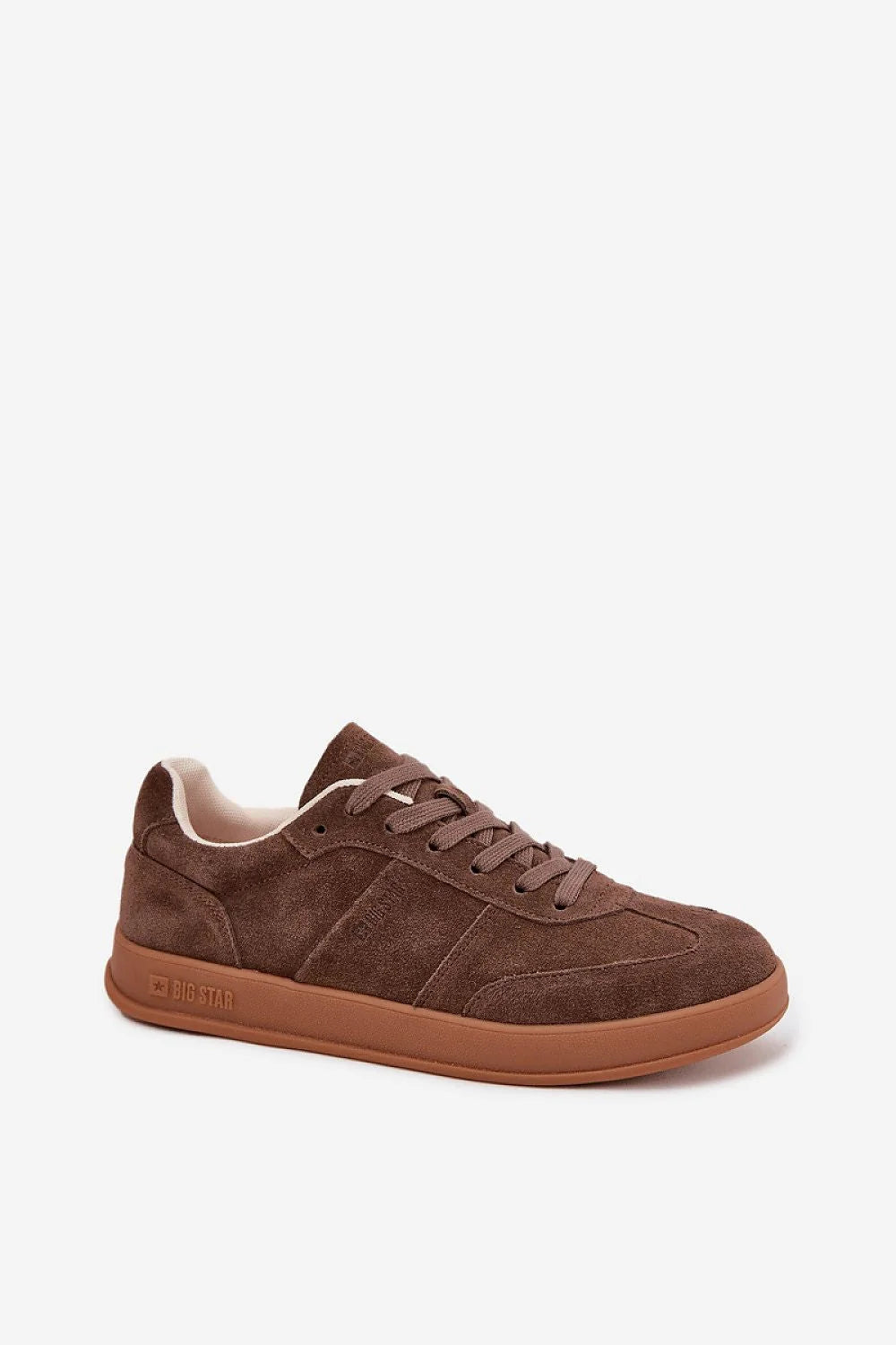 sneakers femme cuir suédé marron chocolat basse bout arrondi plateforme 2cm semelle intérieure HIPOLYSYSTEM résistance abrasion absorption humidité amortissement chocs